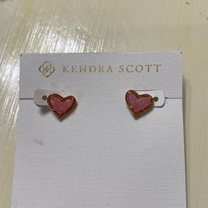 Rose gold and pink drusy heart earrings